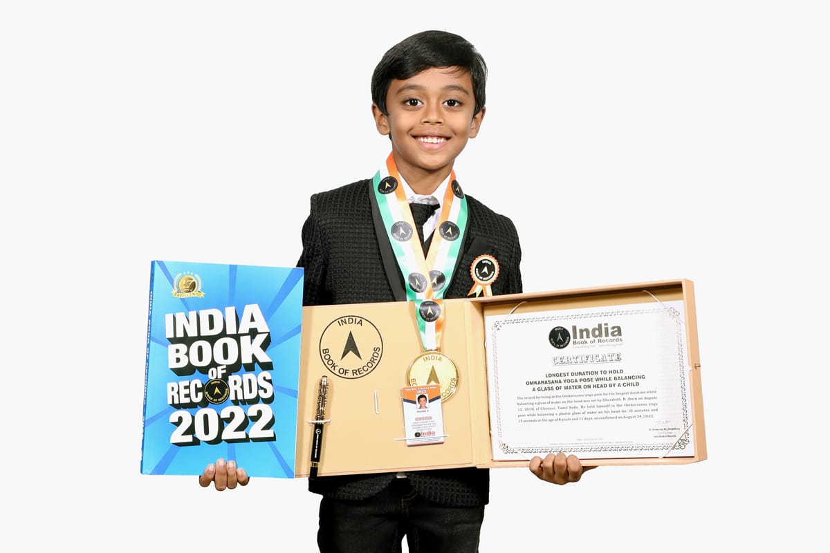 Dharshith B of grade III - INDIA BOOK OF RECORDS