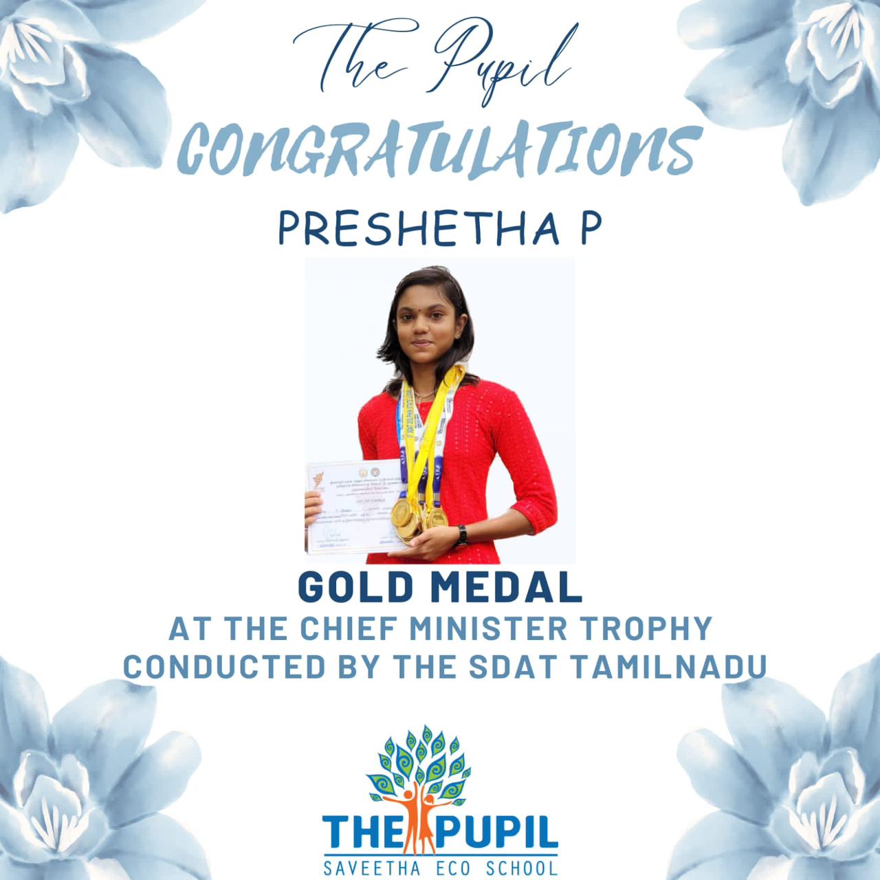 PRESHETHA P - SWIMMING GOLD MEDALIST